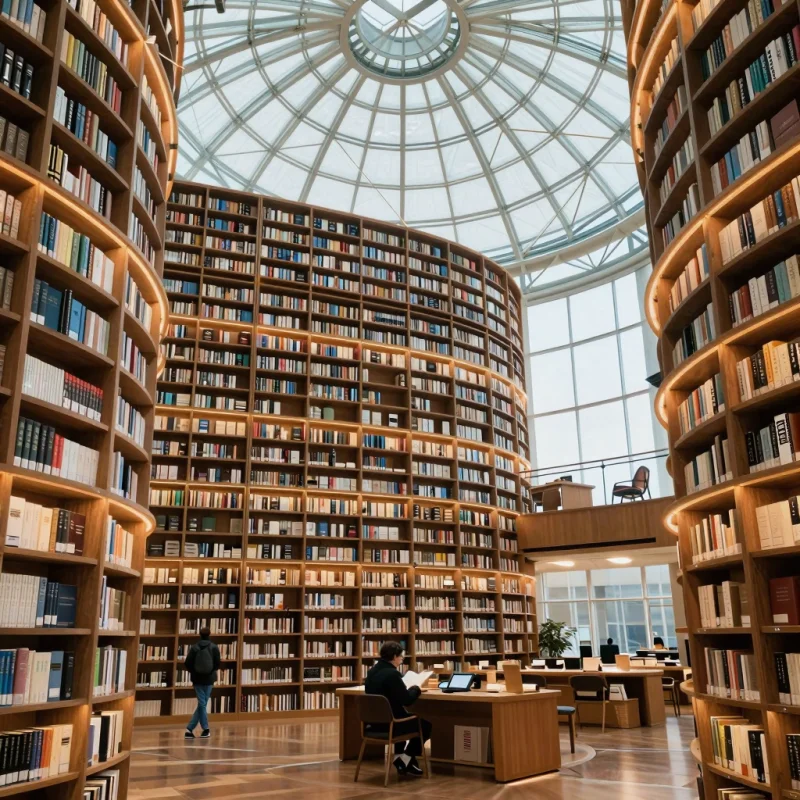 AI-generated futuristic library