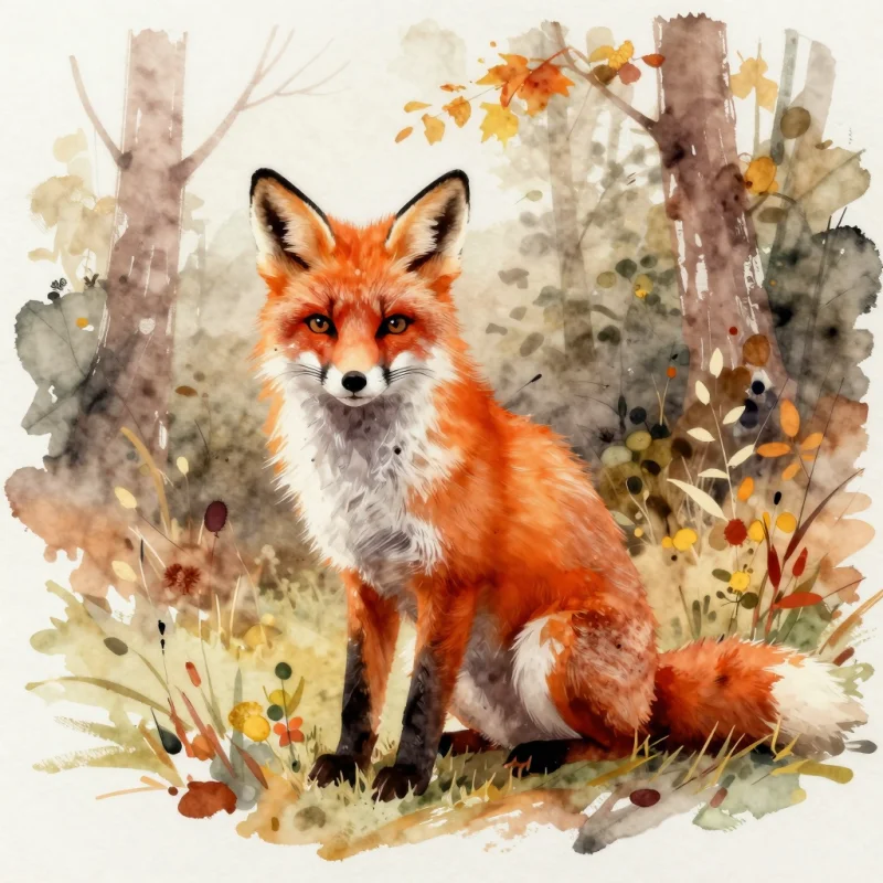 AI-generated watercolor fox