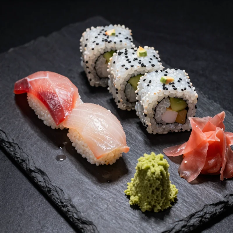 AI-generated sushi platter